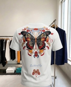 Men's <b>White</b> Short Sleeve T-<b>Shirt</b> with Front Embroidery Solid Pattern O-Neck Casual Regular Fit Blank - Product Image 2