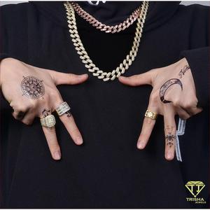 Anillo de Diamante Moissanita Redondo de Varias Capas con Acabado en Oro sobre Plata de Ley 925 para Hombre, Joyería Hip Hop al por Mayor - Product Image 5