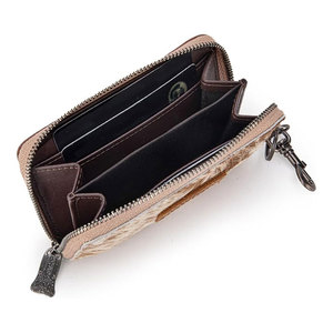 Sac fourre-tout en cuir de vachette à motif floral, sac à main western pour femme avec fermeture éclair, motif unique en cuir de vachette, sac à main spacieux et pliable - Product Image 2