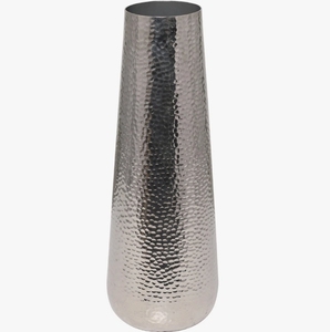 Jarrón de Metal Niquelado Martillado Hecho a Mano, Moderno, Decorativo, Alto, para Sala de Estar, Centro de Mesa, Accesorio de Lujo - Product Image 2