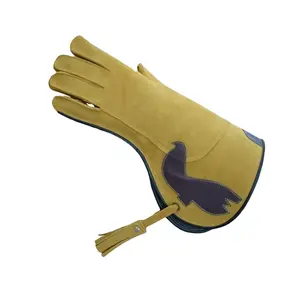 2024高品质定制设计您自己的2层麂皮材料猎鹰手套训练器狩猎手套
