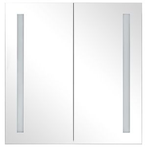 Anthracite MDF Bathroom Cabinet with LED <b>Mirror</b> Melamine Finish and Medium Glass Front - Product Image 4