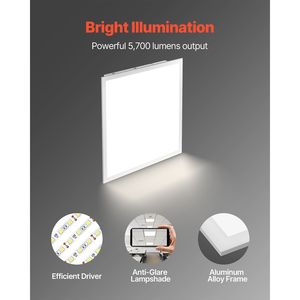 Pannello LED piatto 2x2 FT, 5700 LM, 9W, 3000K/4000K/5000K selezionabile, 6500K, plafoniera LED a incasso per controsoffitto - Product Image 5