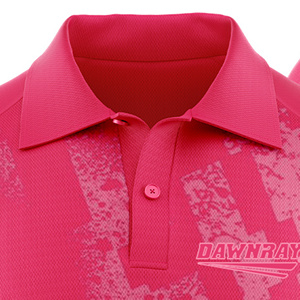 เสื้อเทนนิสแขนสั้นผู้ชาย Dawnray สีแดง ลายเรขาคณิต พิมพ์ลายแบบ Sublimation ผ้าโพลีเอสเตอร์ 120 กรัม ระบายเหงื่อได้ดี ติดกระดุม ทรงปกติ - Product Image 4