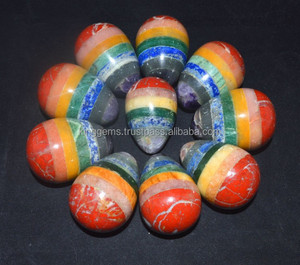 Hermosa Bonded Seven Chakra Egg Stones Kinggems Cristales Venta Feng Shui & Love Gemas talladas decorativas para Reiki Healing Set - Product Image 6