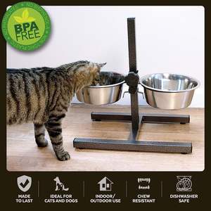 Soporte Elevado Ajustable y Duradero para Comederos de Perros con 2 Cuencos de Acero Inoxidable para Comida y Agua - Portátil para Gatos y Perros - Pedido al por Mayor - Product Image 2