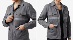 Vêtements de travail anti-coupure et résistants à la chaleur 800°C, protection de niveau D, réfléchissants, multi-poches, en polyester, pour usine et atelier industriel - Product Image 4