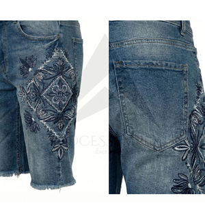 <b>Mens</b> Rhinestone Denim Shorts Cotton Jean Shorts Crystal <b>Studded</b> Streetwear Fashion OEM Process Impex - Product Image 3