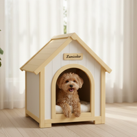 Nichoir pour animaux de compagnie en cèdre massif blanc menthe avec toit en acrylique transparent, style cabane moderne, idéal pour petits chats et chiens, design américain convivial