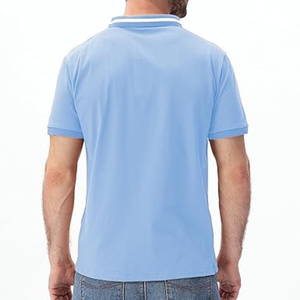 Camiseta de Golf Casual de Algodón para Hombre, de Manga Corta, con Bloques de Color Sólido, Cuello en Contraste, Bolsillo Frontal, Antiarrugas - Product Image 3