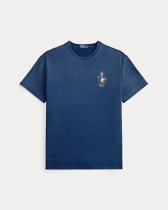 เสื้อยืดโปโลผู้ชายสีน้ำเงิน แขนสั้น คอกลม ผ้าฝ้าย ปักโลโก้รูปหมี ทรงปกติ สไตล์พรีปปี้ ผ้าเจอร์ซีย์ถัก - Product Image 3