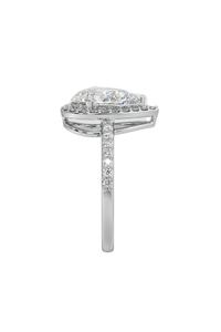 Anillo de compromiso y boda elegante con diamante solitario de 1.5 quilates, talla pera, halo, engastado en forma de gota, de plata 925, para mujer - Product Image 4