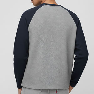 Nouveau T-shirt décontracté pour homme à manches raglan 100 % coton, col rond, couleur unie, avec logo frontal, respirant et tricoté, coupe ample - Product Image 6