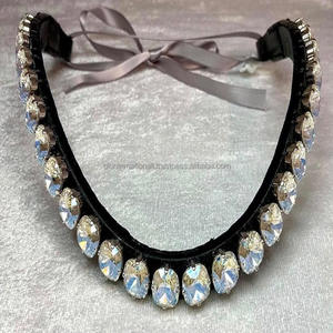 Banda de cuero negro de la mejor calidad para toda la vida, banda personalizada con 1 fila de cristales brillantes transparentes - Product Image 6