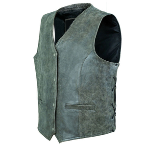 New Arrival <b>Men's</b> Black <b>Leather</b> Motorbike Vests <b>Leather</b> <b>Jackets</b> Custom Design Printed Breathable Zipper <b>Leather</b> Vest for Winter - Product Image 3