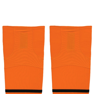 Orange Knee High Basketball <b>Socks</b> with Black Stripes <b>Breathable</b> Knitted for Adults - Product Image 3