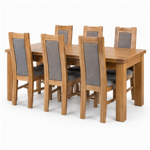 Ensemble de salle à manger ARTERRA Premium en teck rectangulaire de grande taille, table moderne, chaises rembourrées à dossier haut pour hôtel - Product Image 2