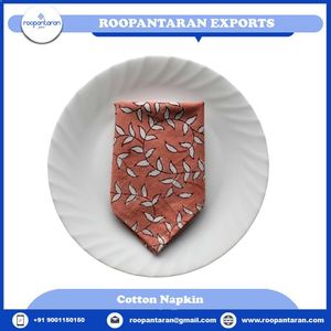 Juego de 4 Servilletas de Algodón con Diseño Moderno, Estampadas a Mano, 45x45 cm, Color Durazno Armonía, para Mesa de Té - Product Image 4