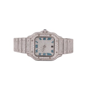 นาฬิกาควอตซ์หรูหราประดับเพชรโมอิสซาไนต์ VVS แบบกำหนดเองได้ หน้าปัดกระจกสไตล์ฮิปฮอป เหมาะสำหรับเป็นของขวัญทางธุรกิจหรือขอแต่งงานในอินเดีย - Product Image 1