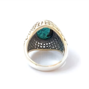 Bague ovale en turquoise cabochon, argent sterling 925, design texturé audacieux, bijoux pour toutes les occasions - Product Image 4