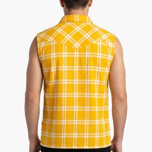 Men's Sleeveless Plaid <b>Flannel</b> <b>Shirt</b> <b>Blue</b> Black Checkered Casual Turn-down Collar Breathable 100% Cotton Autumn Wear - Product Image 2