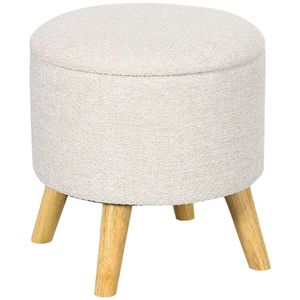Round <b>Storage</b> Space Ottoman <b>Stool</b> with Footrest Convenient Footstool - Product Image 5