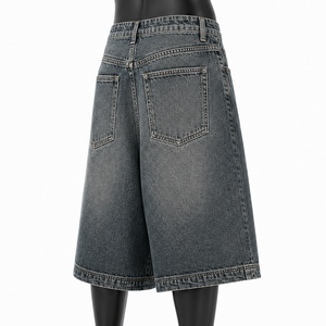 Men's Vintage Washed Denim Jorts Baggy Fit Wide Leg Jean Shorts Streetwear - Product Image 5