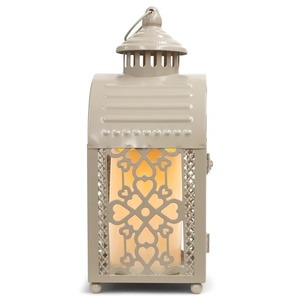 Designer Cream Metal And Glass <b>Lantern</b> Perfect for Festival Decor Housewarming and Event Display Wholesale From India - Product Image 3