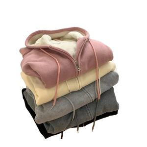 <b>Fleece</b> Lined Zipper Jacket <b>Women's</b> Oversized Thickened Open <b>Cardigan</b> Top <b>for</b> Autumn and Winter - Product Image 6