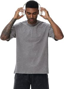 เสื้อยืดโอเวอร์ไซส์ทรงหลวม แขนเสื้อแบบดรอปโชว์เดอร์ ผ้าฝ้าย 100% หนานุ่ม สไตล์วินเทจ สีดำฟอกสี  แบบยาวพิเศษ น้ำหนักเบา - Product Image 5