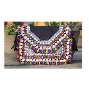 Evening Clutch <b>Purse</b> Ladies Bag Beads Tassel Coin Indian Collection New Bags - Product Image 3