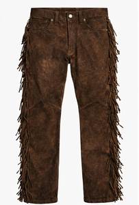 FAZMAX CORPORATION Pantalon Western Homme Marron Style Vintage Taille Haute Coupe Droite avec Poches et Braguette Boutonnée 100% Cuir de Vachette - Product Image 5