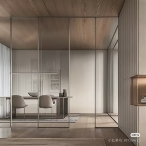 ALUFRONT Porta Scorrevole Moderna Ultra-Sottile in Alluminio e Vetro, Porta Divisoria Interna a 3 Pannelli con Telaio in Alluminio - Product Image 6