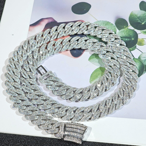 Collar de Cadena Cubana de Plata 925 con Baño de Rodio de Lujo, con Diamantes Moissanite en Engaste de Canal, Unisex, para Uso Diario - Product Image 5