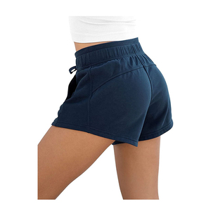 Women's High Waist Knitted Shorts Solid Navy <b>Drawstring</b> Casual With Pockets Breathable Sweat Shorts 2026 - Product Image 2