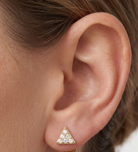 Fashion Stud <b>Earrings</b> 14K 18K Solid Gold Triangle Shape Round Cut Lab Diamond Stud <b>Earrings</b> Minimalist Studs <b>Fine</b> Stud <b>Earrings</b> - Product Image 6