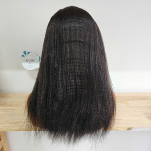 Perruque Full Lace Kinky Straight en Cheveux Vierges Vietnamiens, Super Double Drawn, Double Trame Faite à la Machine, Sans Colle, Frontale HD 13X4/13X6, Yaki, 200g, Toutes Couleurs - Product Image 4