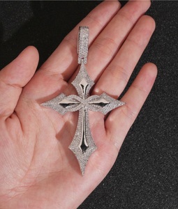 925 <b>Silver</b> Lab-Grown Certified Diamond <b>Cross</b> <b>Pendant</b> Lightweight Men's Gothic Hip Hop Statement Necklace Religious Jewelry Charm - Product Image 5