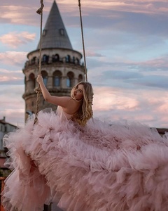 Nouvelle arrivée robes longues volantes pour Photoshoot | Robe longue train pour femmes - Product Image 4