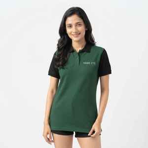 Polo Verde para Mujer, Manga Corta, Logotipo Bordado, Estilo Casual, Corte Regular, 100% Algodón, Tejido de Punto - Product Image 1