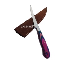 Couteau de cuisine artisanal de qualité supérieure en acier J2, couteau de chef avec étui en cuir, embout en acier et manche en bois Pakka, couteau à désosser