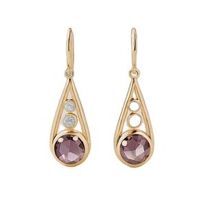 Pendientes colgantes de piedras preciosas ahumadas chapados en oro de 18 quilates de Plata de Ley 925 más vendidos para mujeres y niñas - Product Image 1