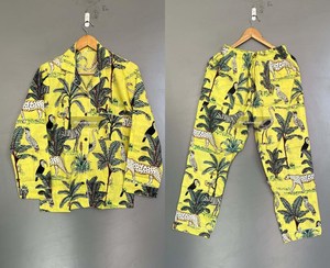 Conjunto de Pijama de Verano para Mujer con Rayas Verticales Florales, Ropa de Dormir de Algodón, Elegante Traje de Noche a Rayas, Camisa y Pantalones de Secado Rápido, Largo Completo - Product Image 6