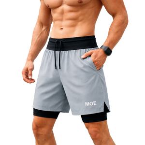 Shorts de course pour hommes à double couche en mesh, séchage rapide, pour la gym et l'entraînement, avec cordon élastique, fabrication OEM sous marque privée - Product Image 1