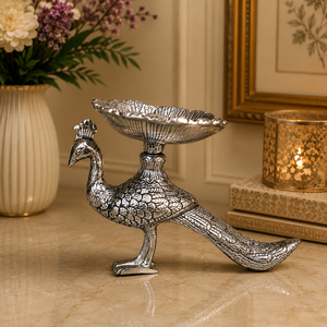 Support de bougie en métal vintage fait main en forme de paon, bol décoratif Urli, centre de table pour la décoration de la maison et du salon - Product Image 1