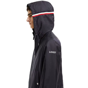 Veste imperméable à capuche pour homme, noire, avec fermeture éclair et poches, coupe classique, pour toutes les saisons, vêtements d'extérieur - Product Image 4
