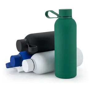Bouteille d'eau en acier inoxydable de 500 ml, double paroi, design sous vide, revêtement en caoutchouc mat, style minimaliste, maintien thermique de 12 à 24 heures - Product Image 2