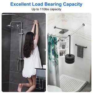Asta per Tenda Doccia Curva in Acciaio Inossidabile a L, Estensibile, Argento, per Bagno, Vasca, Armadio, Angolo - Product Image 4