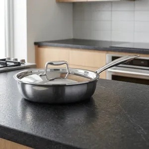 Stainless Steel Non Stick Triply Frypan 24 Cm 304 Grade Pan for Searing Sauteing <b>Grilling</b> and Daily <b>Cooking</b> - Product Image 2