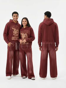 Conjuntos de dos piezas personalizados lisos y sencillos para uso casual: sudaderas con capucha y pantalones deportivos, trajes deportivos para invierno, chándales de entrenamiento. - Product Image 4